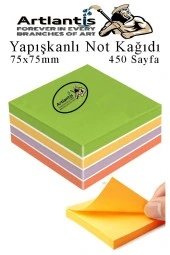 Yapışkanlı Not Kağıdı 5 Renk 450 Sayfa 1 Paket Gizemli Küp Blok Yapışkanlı Postit 75x75 mm Renkli thumbnail 1