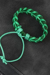 Yeşil Renk Deri Erkek Bileklik - EBJ240629W24982 thumbnail 2