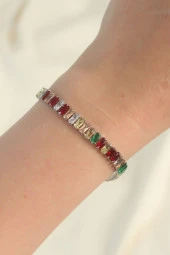 316L Çelik Gümüş Renk Renkli Su Yolu Tasarımlı Bileklik - EBJ240629W25014 thumbnail 2