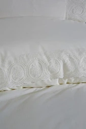 Fransız Dantelli Seda Çeyizlik Nevresim Takımı Krem thumbnail 3