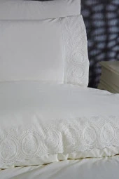 Fransız Dantelli Seda Çeyizlik Nevresim Takımı Krem thumbnail 4