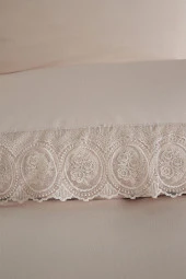 Fransız Dantelli Seda Çeyizlik Nevresim Takımı Cappucino - 2