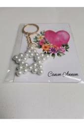 MİNİK ADIMLAR Minik Adımlar Anneler Günü Hediyeleri İnci Yıldız Anahtarlık 10 Adet thumbnail 1