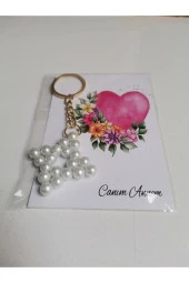 MİNİK ADIMLAR Minik Adımlar Anneler Günü Hediyeleri İnci Kare Anahtarlık 50 Adet thumbnail 4