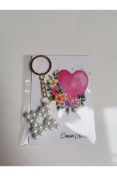 MİNİK ADIMLAR Minik Adımlar Anneler Günü Hediyeleri İnci Kare Anahtarlık 20 Adet - 5