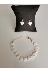 MİNİK ADIMLAR Sedef Kalp Küpe & Bileklik - 1