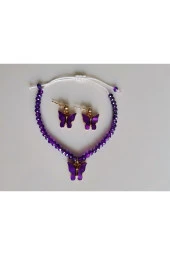 MİNİK ADIMLAR Kristal Bileklik & Kelebek Top Küpe - 1