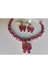 MİNİK ADIMLAR Kristal Bileklik & Kelebek Top Küpe - 3