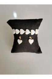 MİNİK ADIMLAR Sedef Kalp Küpe & Bileklik - 3