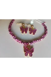 MİNİK ADIMLAR Kristal Bileklik & Kelebek Top Küpe - 4