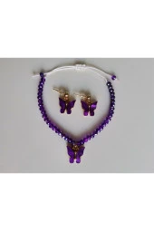 MİNİK ADIMLAR Kristal Bileklik & Kelebek Top Küpe - 3