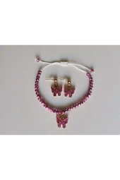 MİNİK ADIMLAR Kristal Bileklik & Kelebek Top Küpe - 5