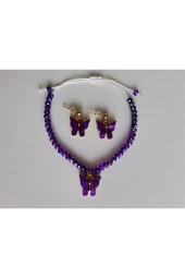 MİNİK ADIMLAR Kristal Bileklik & Kelebek Top Küpe - 4