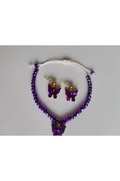 MİNİK ADIMLAR Kristal Bileklik & Kelebek Top Küpe - 5