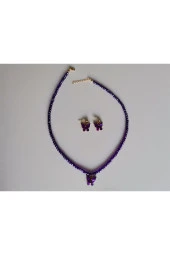 MİNİK ADIMLAR Kristal Kolye & Kelebek Top Küpe - 1