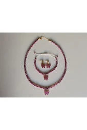 MİNİK ADIMLAR Kristal Kolye & Bileklik Ve Kelebek Top Küpe - 2