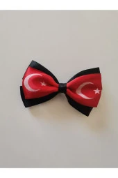 MİNİK ADIMLAR 2 Adet 23 Nisan Tokası Türk Bayrağı Baskılı Özel Tasarım Klipsli - 1