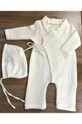 MİNİK ADIMLAR Minik Adımlar 4 KAt Müslin Bebek Battaniyesi Ve Yandan Bağlamalı Bebek Tulum Seti - 3