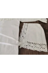 MİNİK ADIMLAR Minik Adımlar Dantelli Bebek Yakalı Tulum Seti Ve Bebek Battaniyesi - 4