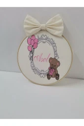 MİNİK ADIMLAR İsme Özel Nakışlı Bebek Tulum ve Kapı Süsü İsimli Balonlu Sevimli Ayıcıklı - 3