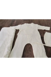 MİNİK ADIMLAR Minik Adımlar 4 KAt Müslin Bebek Battaniyesi Ve Yandan Bağlamalı Bebek Tulum Seti - 5