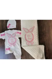 MİNİK ADIMLAR İsme Özel Nakışlı Battaniye Ve Tulum - 3