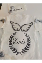 MİNİK ADIMLAR Isme Özel Melek Kantlı Tulum Seti - 2