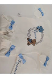 MİNİK ADIMLAR İsme Özel Nakışlı Bebek Tulum Seti ve Kapı Süsü İsimli Balonlu Sevimli Ayıcıklı - 3