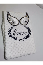 MİNİK ADIMLAR Isme Özel Melek Kanatlı Bebek Nohut Battaniyesi - 1