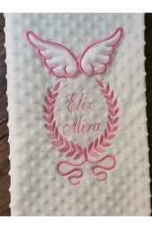 MİNİK ADIMLAR Isme Özel Melek Kanatlı Bebek Battaniyesi - 1