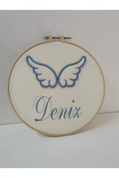 MİNİK ADIMLAR İsme Özel Nakışlı Kapı Süsü İsimli - 1