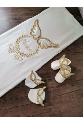 MİNİK ADIMLAR İsme Özel Nakışlı Battaniye - Eldiven - Patik - 3