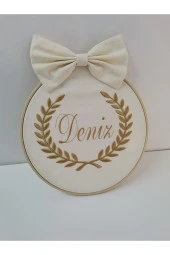 MİNİK ADIMLAR İsme Özel Nakışlı Kapı Süsü İsimli - 1