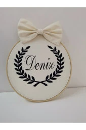 MİNİK ADIMLAR İsme Özel Nakışlı Kapı Süsü İsimli Balonlu Sevimli Ayıcıklı - 1