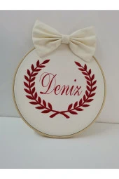 MİNİK ADIMLAR İsme Özel Nakışlı Kapı Süsü İsimli Balonlu Sevimli Ayıcıklı - 1