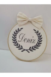 MİNİK ADIMLAR İsme Özel Nakışlı Kapı Süsü İsimli Balonlu Sevimli Ayıcıklıkap - 1