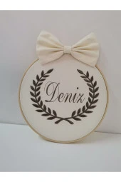 MİNİK ADIMLAR İsme Özel Nakışlı Kapı Süsü İsimli Balonlu Sevimli Ayıcıklı - 1