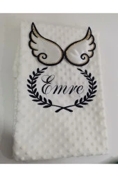 MİNİK ADIMLAR Isme Özel Melek Kanatlı Bebek Nohut Battaniyesi - 4