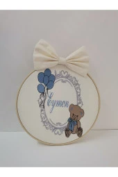 MİNİK ADIMLAR İsme Özel Nakışlı Kapı Süsü İsimli Balonlu Sevimli Ayıcıklı - 3