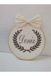 MİNİK ADIMLAR İsme Özel Nakışlı Kapı Süsü İsimli Balonlu Sevimli Ayıcıklı - 4