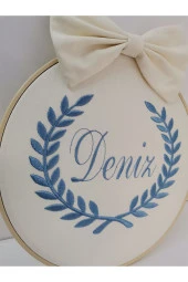 MİNİK ADIMLAR İsme Özel Nakışlı Kapı Süsü İsimli Balonlu Sevimli Ayıcıklı - 3