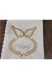 MİNİK ADIMLAR Isme Özel Melek Kantlı Bebek Battaniye - 5