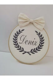 MİNİK ADIMLAR İsme Özel Nakışlı Kapı Süsü İsimli Balonlu Sevimli Ayıcıklıkap - 4