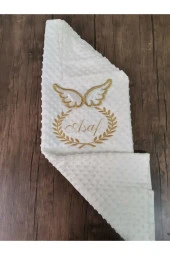 MİNİK ADIMLAR Isme Özel Melek Kantlı Bebek Battaniye - 6