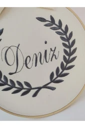 MİNİK ADIMLAR İsme Özel Nakışlı Kapı Süsü İsimli Balonlu Sevimli Ayıcıklıkap - 5