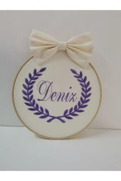 MİNİK ADIMLAR İsme Özel Nakışlı Kapı Süsü İsimli Balonlu Sevimli Ayıcıklı - 1