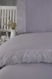 Fransız Dantelli Perihan Çeyizlik Nevresim Takımı Gri thumbnail 3