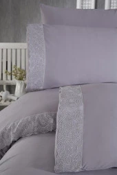 Fransız Dantelli Perihan Çeyizlik Nevresim Takımı Gri thumbnail 5