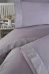 Fransız Dantelli Perihan Çeyizlik Nevresim Takımı Gri thumbnail 6