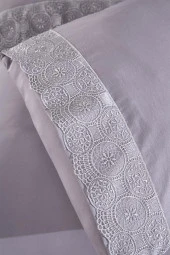 Fransız Dantelli Perihan Çeyizlik Nevresim Takımı Gri thumbnail 7